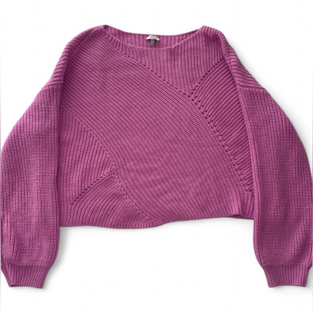 Tobi Pink Cropped Knit Sweater | Textured | Cozy | Medium